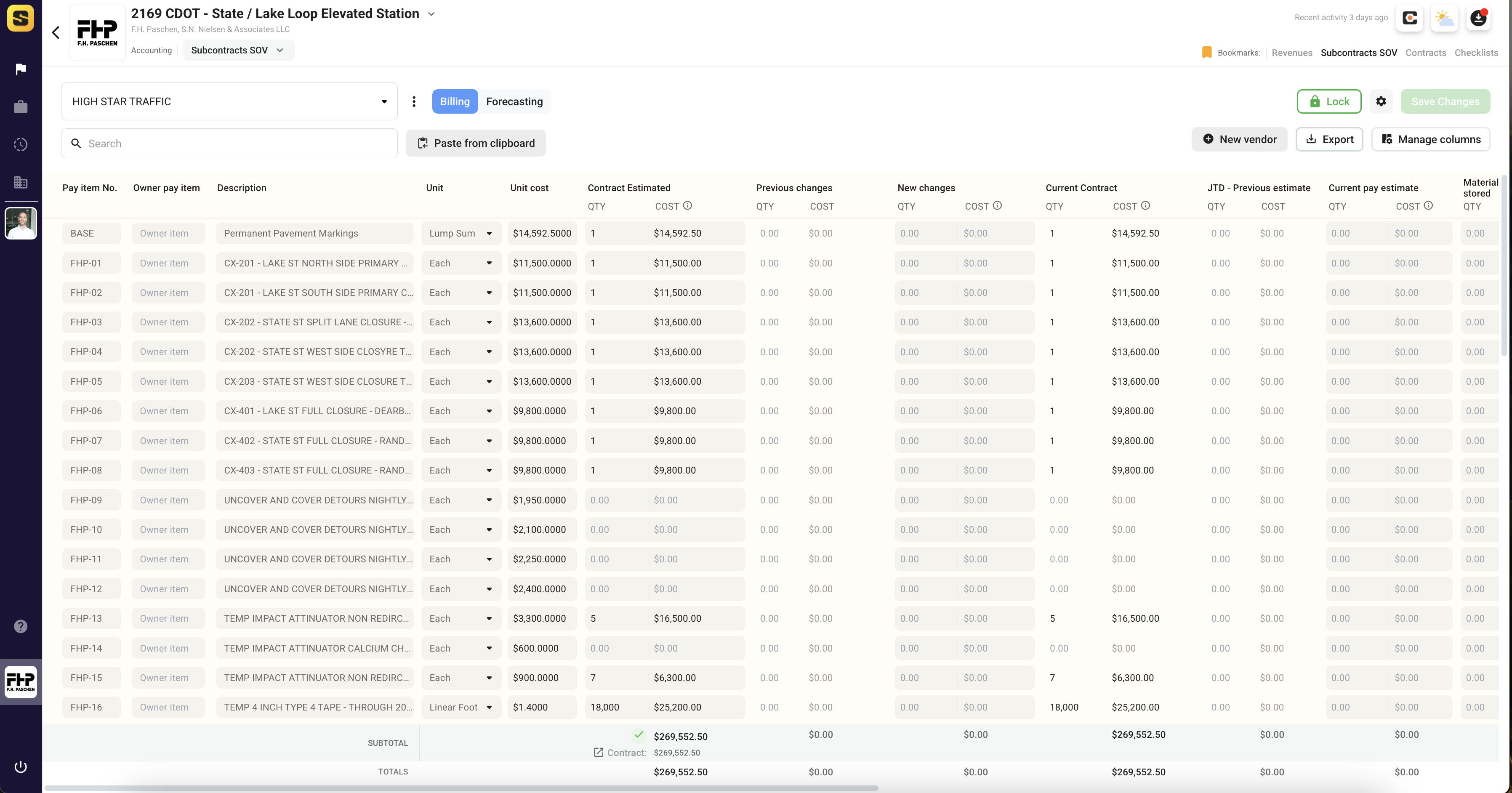 Unlocked Schedule of Values (Payment Schedule)